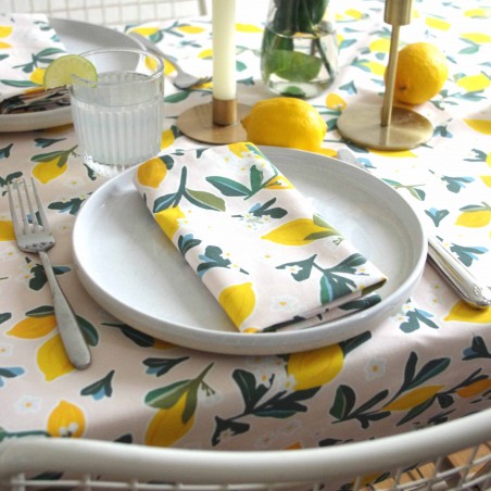 COFFRET - Chemin de table + 2 serviettes - Citrons