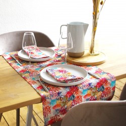 Chemin de table coton motif corail
