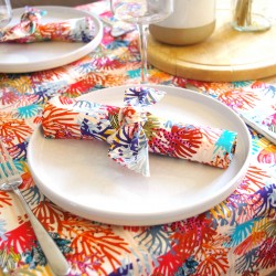 chemin de table motif corail en coton